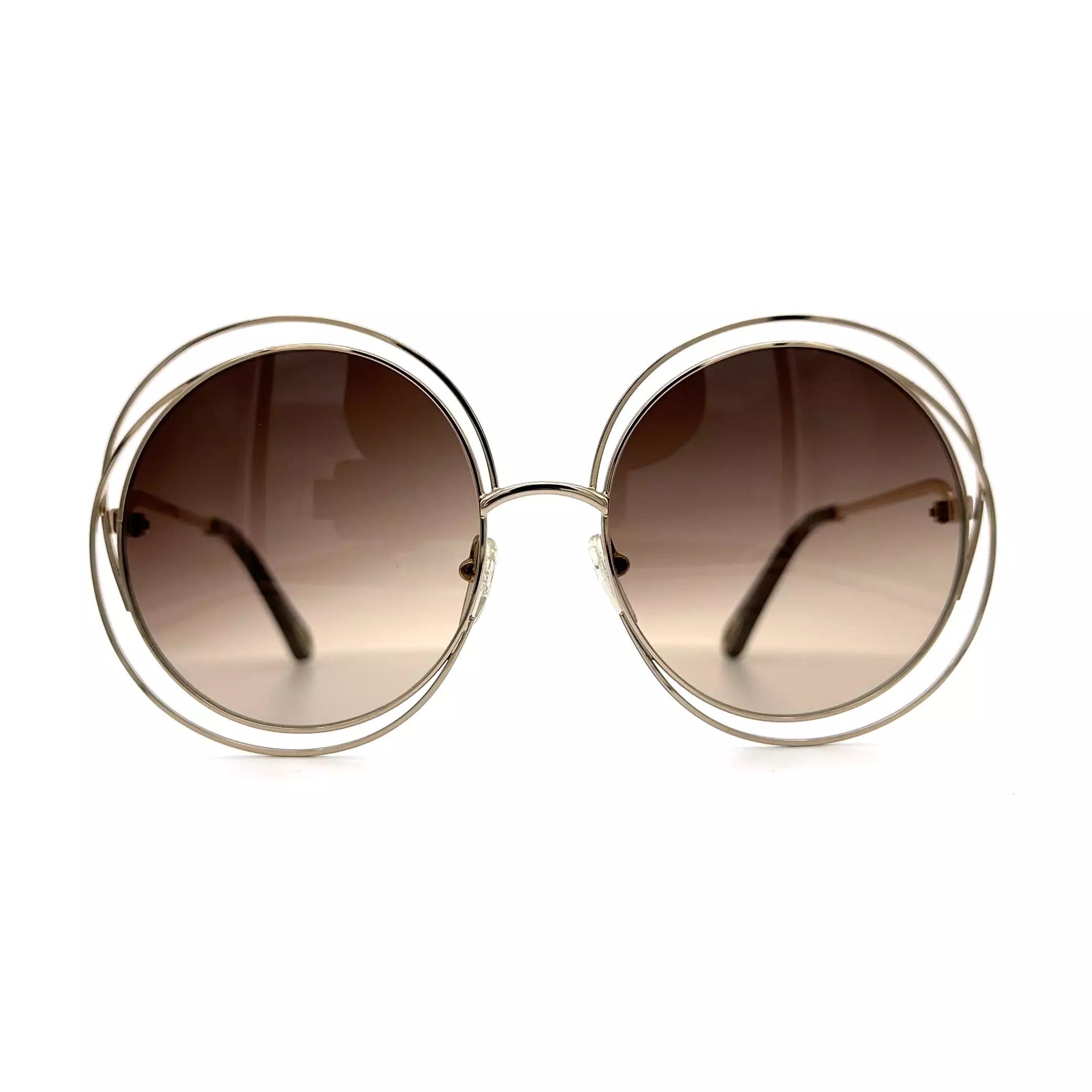 Lunettes De Soleil Chloé CE114SD 784 - Monture Marron Métal, Verres Dégradés, Neuf étiqueté